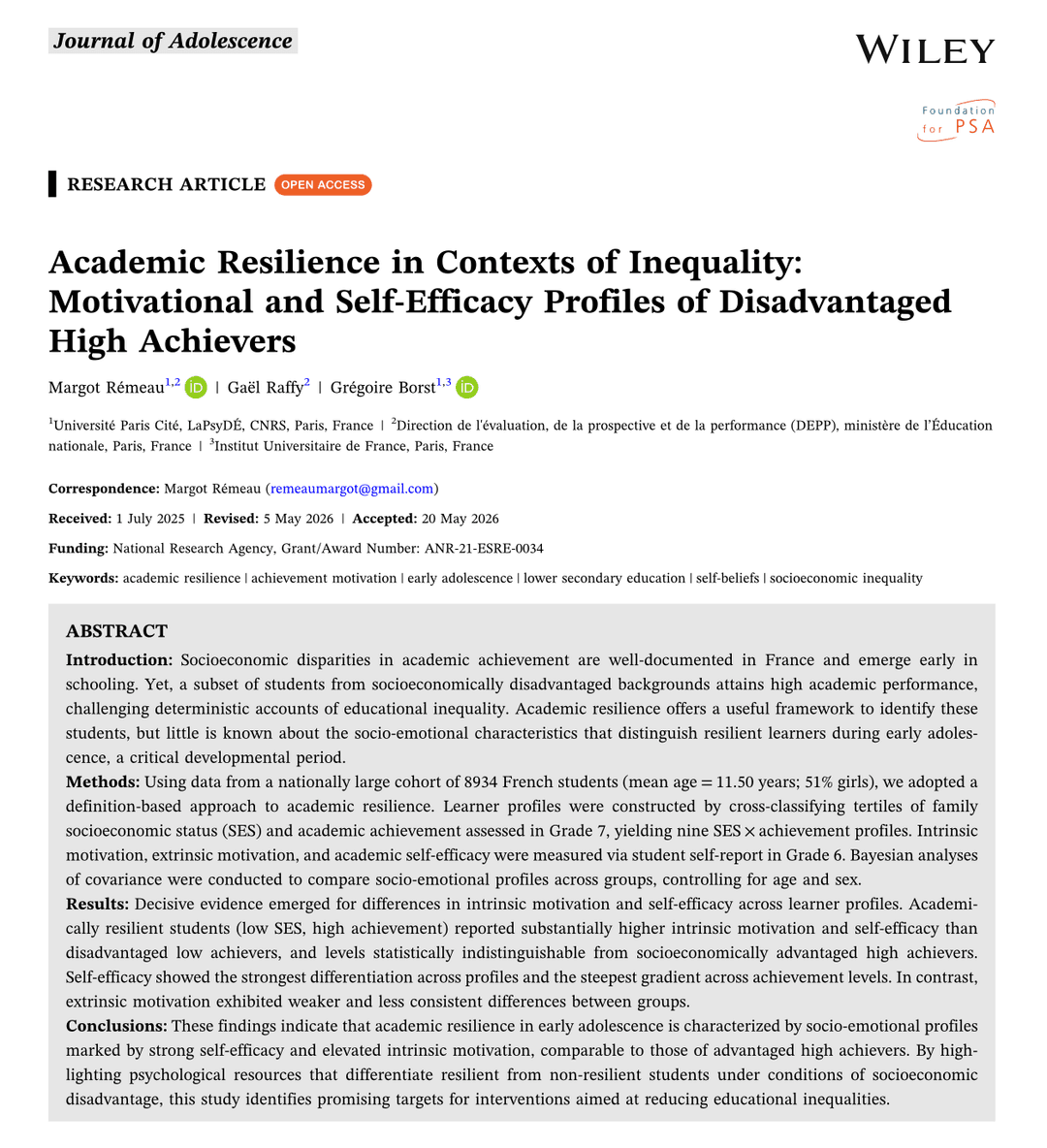 Academic Resilience in Contexts of Inequality: Motivational and Self-Efficacy Profiles of Disadvantaged High Achievers